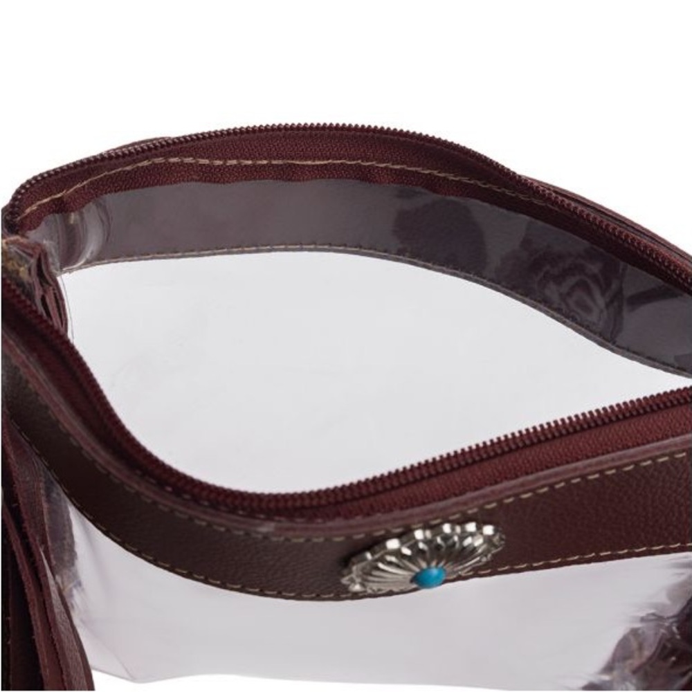 NWT NFR Clear Leather Crossbody with fringe - Picture 3 of 7
